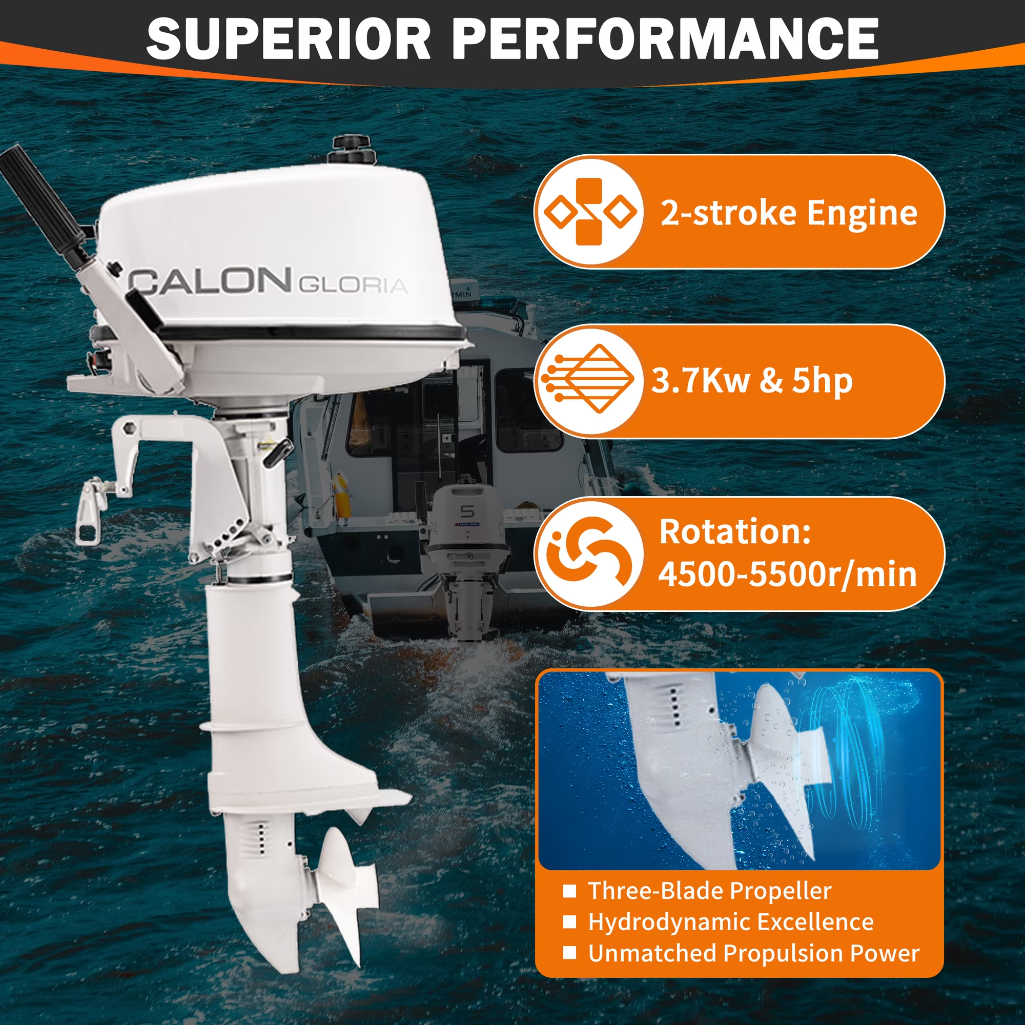 T5BS / 5HP 2-Stroke Outboard Motor – Lightweight Marine Engine for Small Boats