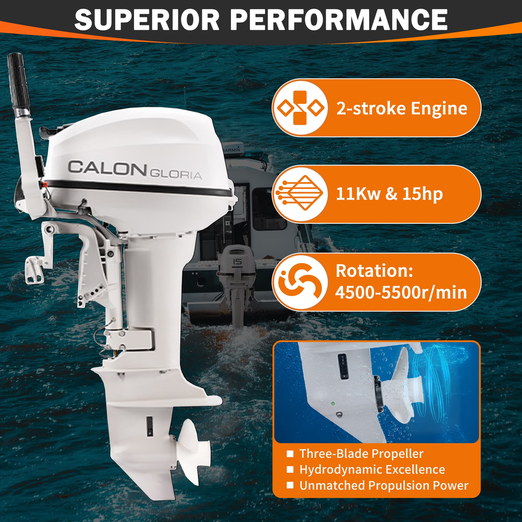 T15BS / 15HP 2 Stroke Boat Outboard Engine Marine Propulsion Motor For Private Water Use