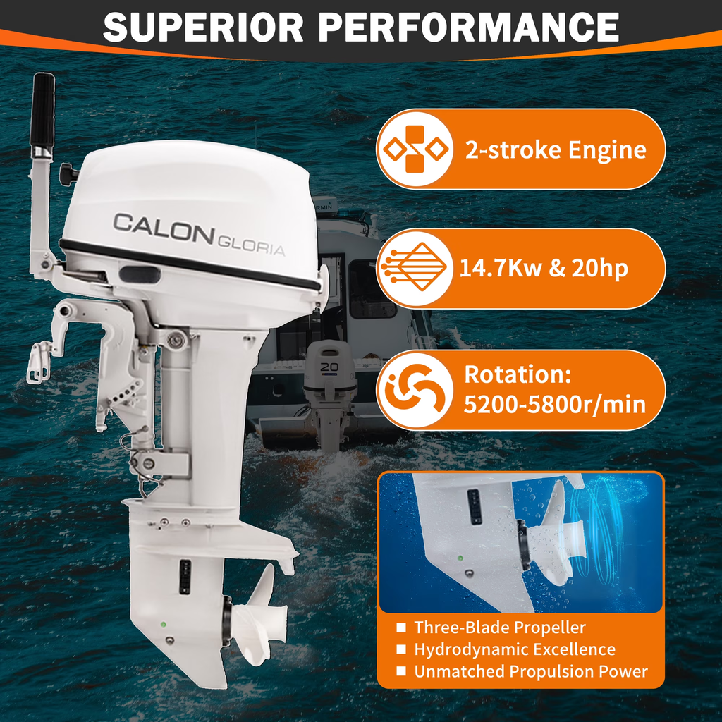 T20BS / 20HP 2 Stroke Boat Outboard Engine Marine Propulsion Motor For Private Water Use