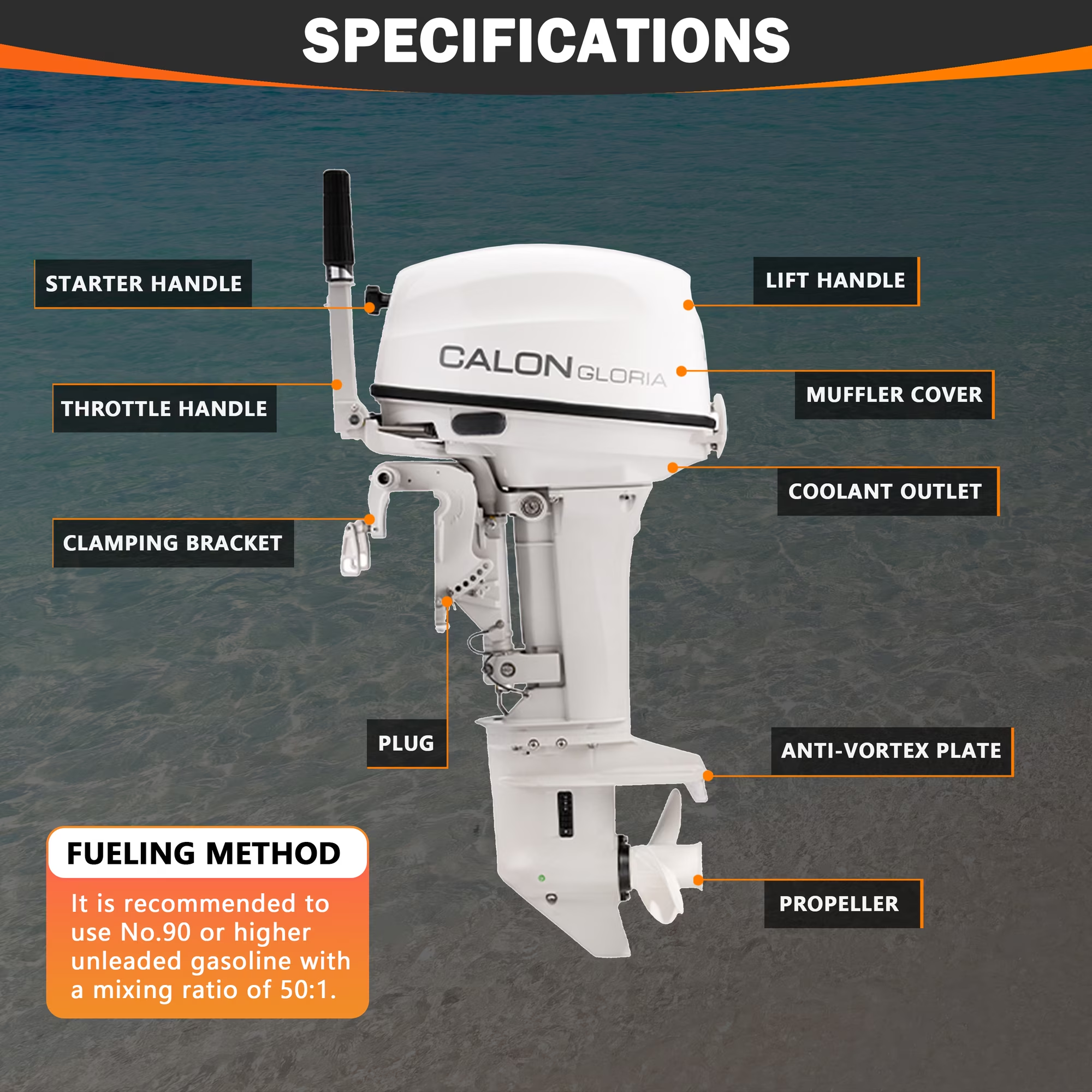 T20BS / 20HP 2 Stroke Boat Outboard Engine Marine Propulsion Motor For Private Water Use