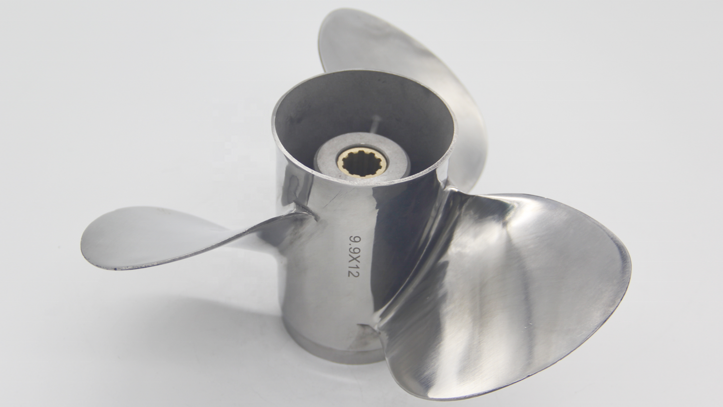 Top-of-the-line stainless steel 3-blade marine propeller for 25–30 hp outboard motors